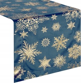 Karácsonyi terítő/vállterítő 40x140cm Öröm sötétkék+arany