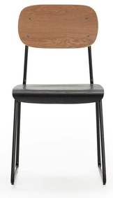 Fekete-natúr színű étkezőszék szett kőrisfa dekorral, 2 db-os Aira – Marckeric