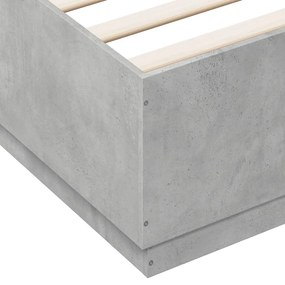 betonszürke szerelt fa ágykeret 200 x 200 cm