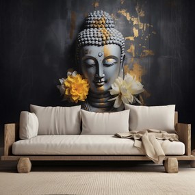 Gario Fotótapéta Szürke Buddha és virágok Anyag: Vlies, Méret: 100 x 70 cm