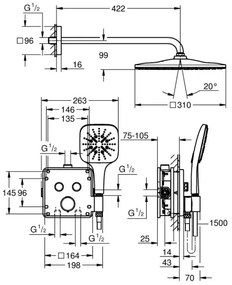 GROHE 34876000 - PRECISION SMARTCONTROL zuhanyrendszer, 310 × 310 mm, króm