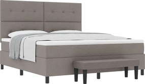 vidaXL Boxrugós ágy matracmal fejtámlával Tópszínű 180 x 200 cm szövet