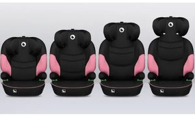 Lionelo - Autósülés LARS i-Méret 100-150 cm fekete/rózsaszín
