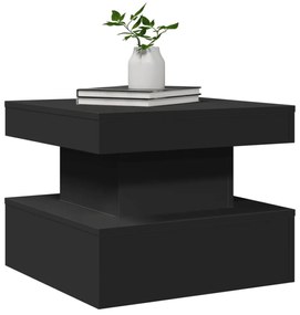 fekete dohányzóasztal LED-lámpákkal 50 x 50 x 40 cm