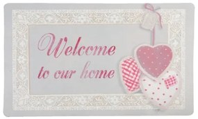 Előszoba belépő 74x44cm, gumi-polyester, szíves &quot;Welcome to our home&quot;