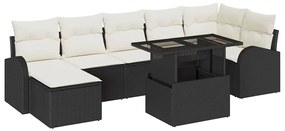 Kerti Kanapé Szett párnával 8 pcs Fekete és krémszínű