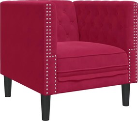 vidaXL bordó bársony Chesterfield kanapéfotel