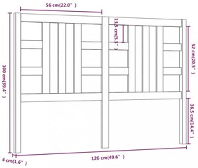 fehér tömör fenyőfa ágyfejtámla 126 x 4 x 100 cm