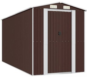 sötétbarna horganyzott acél kerti fészer 192 x 440 x 223 cm