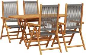 vidaXL Kert étkező szett 5 pcs Szürke Tömör Akácfa