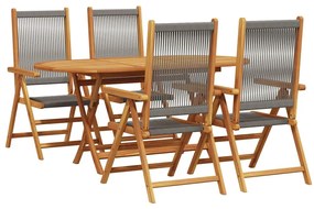vidaXL Kert étkező szett 5 pcs Szürke Tömör Akácfa