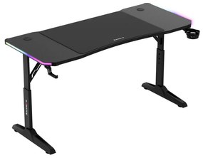 Gamer asztal, elektromos íróasztal Hero RGB fekete carbon 140 x 60 cm