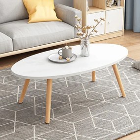 Ovális dohányzóasztal 100x50x42 cm fehér FUR-1313-1