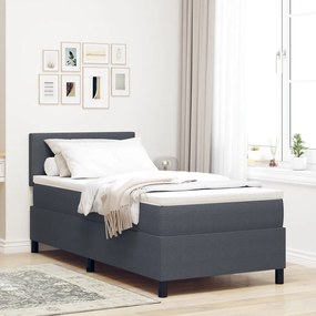 Box Spring Ágy Matrac Sötétszürke Egyszemélyes Kordbársony Textil