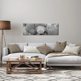 Kép - Jegesmedvék, fekete-fehér (órával) (90x30 cm)