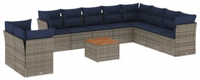 11 részes szürke polyrattan kerti ülőgarnitúra párnákkal