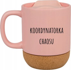 Rózsaszín Bögre Fedéllel És Parafa Aljjal Ajándék Káosz Koordinátor