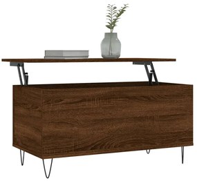 Barna tölgyszínű szerelt fa dohányzóasztal 90x44,5x45 cm