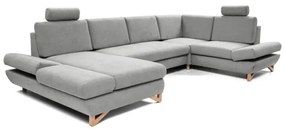 AVESTA kihúzható, U-alakú kárpitozott sarokülőgarnitúra tárolóval, szürke