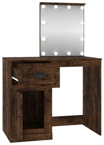 füstös tölgy színű szerelt fa LED-es pipereasztal 90x50x132,5cm