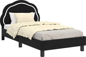 vidaXL Gyerekágy kerettel fejtámlával Fekete 80 x 160 cm Bársony