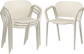 Outsunny 4 részes Kerti Szék Szett Időjárásálló Műanyag Kerti Székek Rakodható Karfás Hátlapos Szék 120 kg-ig Támogat Szabadtéri Bútor Hátsó Kertbe, K