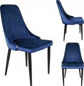 Kárpitozott velúr steppelt szék sötétkék 46,5x58x88 Louis Homla