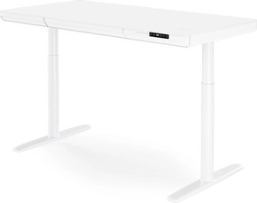 Elektromos ülő-álló íróasztal fiókkal és Qi vezeték nélküli töltővel fehér, 1400 mm: ELLIS
