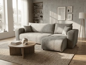 Világosszürke kihúzható sarokkanapé SORELA, kétoldalas + 2 párnával ingyenesen