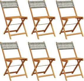 vidaXL 6 db szürke polyrattan és tömör fa összecsukható kerti szék