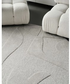 Világosszürke gyapjú kerek szőnyeg ø 120 cm Morphic Botanica – Agnella