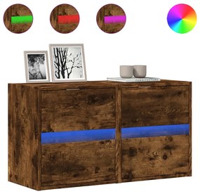 2 db füstös tölgy fali TV-szekrény LED-ekkel 41 x 31 x 45 cm