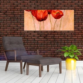 Kép - piros tulipán (120x50 cm)