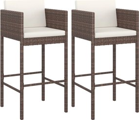 vidaXL 2 db barna polyrattan bárszék párnával