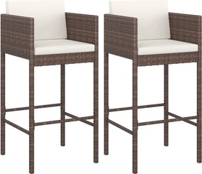 vidaXL 2 db barna polyrattan bárszék párnával