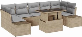 vidaXL Kanapé Szett párnával 8 pcs Beige és Világosszürke polirattan