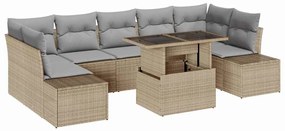 vidaXL Kanapé Szett párnával 8 pcs Beige és Világosszürke polirattan