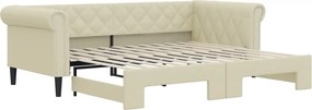 vidaXL krémszínű kihúzható műbőr heverő 90 x 200 cm