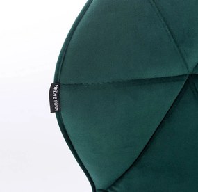 HR111W Sötétzöld modern velúr szék fekete lábbal