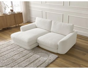 Fehér buklé sarokkanapé (bal oldali-heverő résszel) Leonore – Bobochic Paris