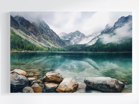Vászonkép Canvas Hegyi Tó Türkiz Víz Tátra Köd 120 x 80