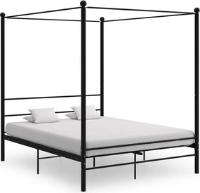 vidaXL fekete fém baldachinos ágykeret 160 x 200 cm