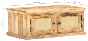 vidaXL tömör mangófa és természetes nád dohányzóasztal 90 x 50 x 35 cm