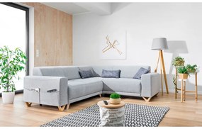 Világosszürke kinyitható-tárolóhelyes sarokkanapé (jobb oldali-L alakú) Classy Sophie – Miuform