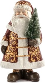 Mikulás Figura Karácsonyfával – 23,5CM Magas *kézzel Festett*