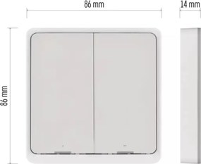 Kapcsoló 2 gombos GoSmart 1xCR2430 Tuya fehér