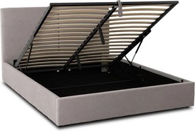 Ágy 160x200 cm méretben, ágyneműtartóval, szürke színben, szövet kárpittal MARSYLIA