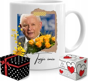 Pis Elnöki Bögre Jaroslaw Kaczynski Névre Szóló Doboz nyomtatott fényképpel