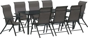 vidaXL Kert étkező szett 9 pcs Szürke Porszórt acél