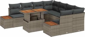 vidaXL Kert étkező szett párnával 9 pcs Szürke és Barna